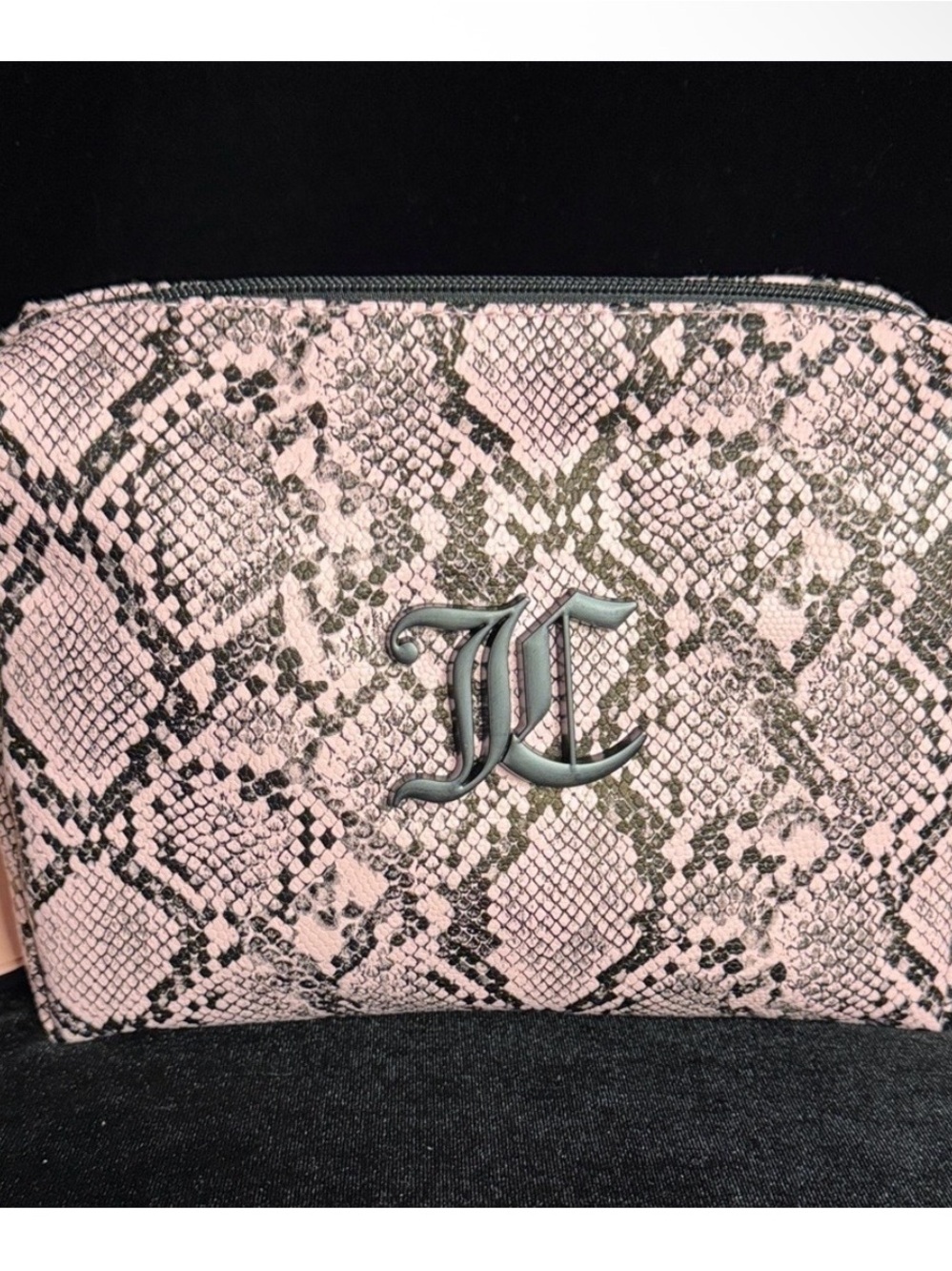 Juicy Coutour Pink Snake-Print Cosmetic Pouch